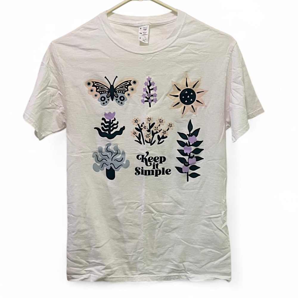 White Graphic T-Shirt with Nature Design